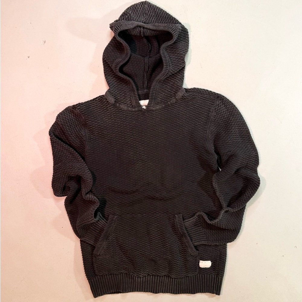 Modern Amusement Textured Knit Hoodie Men’s Small Charcoal Pullover